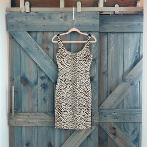 Diane Von Furstenberg Arianna Cream and Black Leopard Mini Dress
